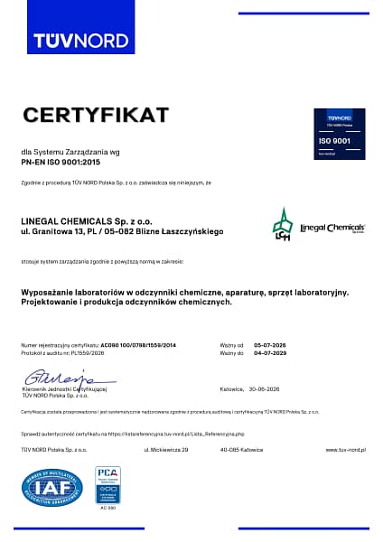 Certyfikat PN-EN ISO 9001:2015
